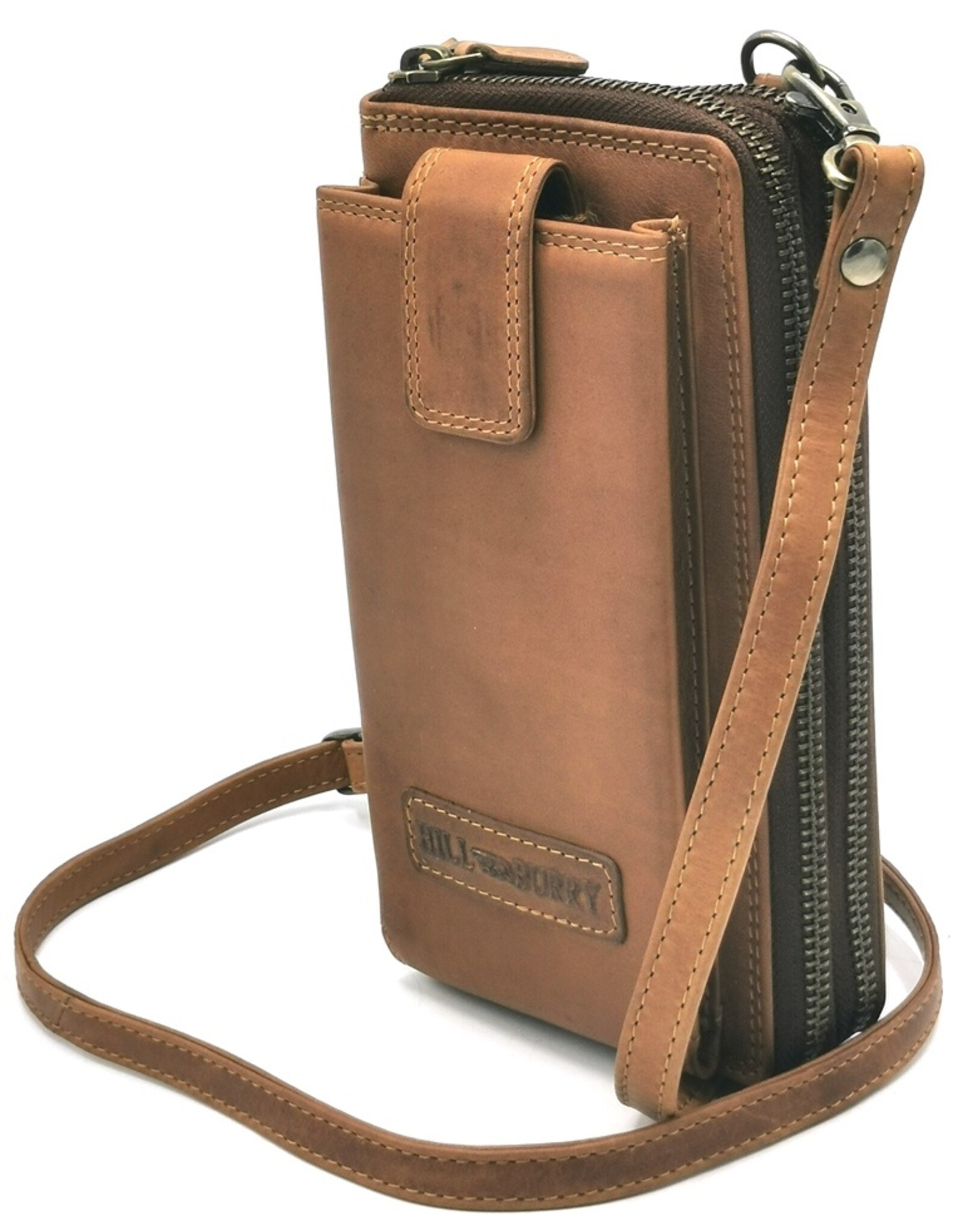 HillBurry Leather Festival bags, waist bags and belt bags - HillBurry Phone Bag Wallet with Double Zipper