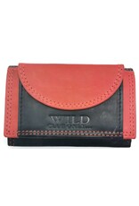 Wild Club Only Leather Wallets - Leather Mini Wallet  Black-Red