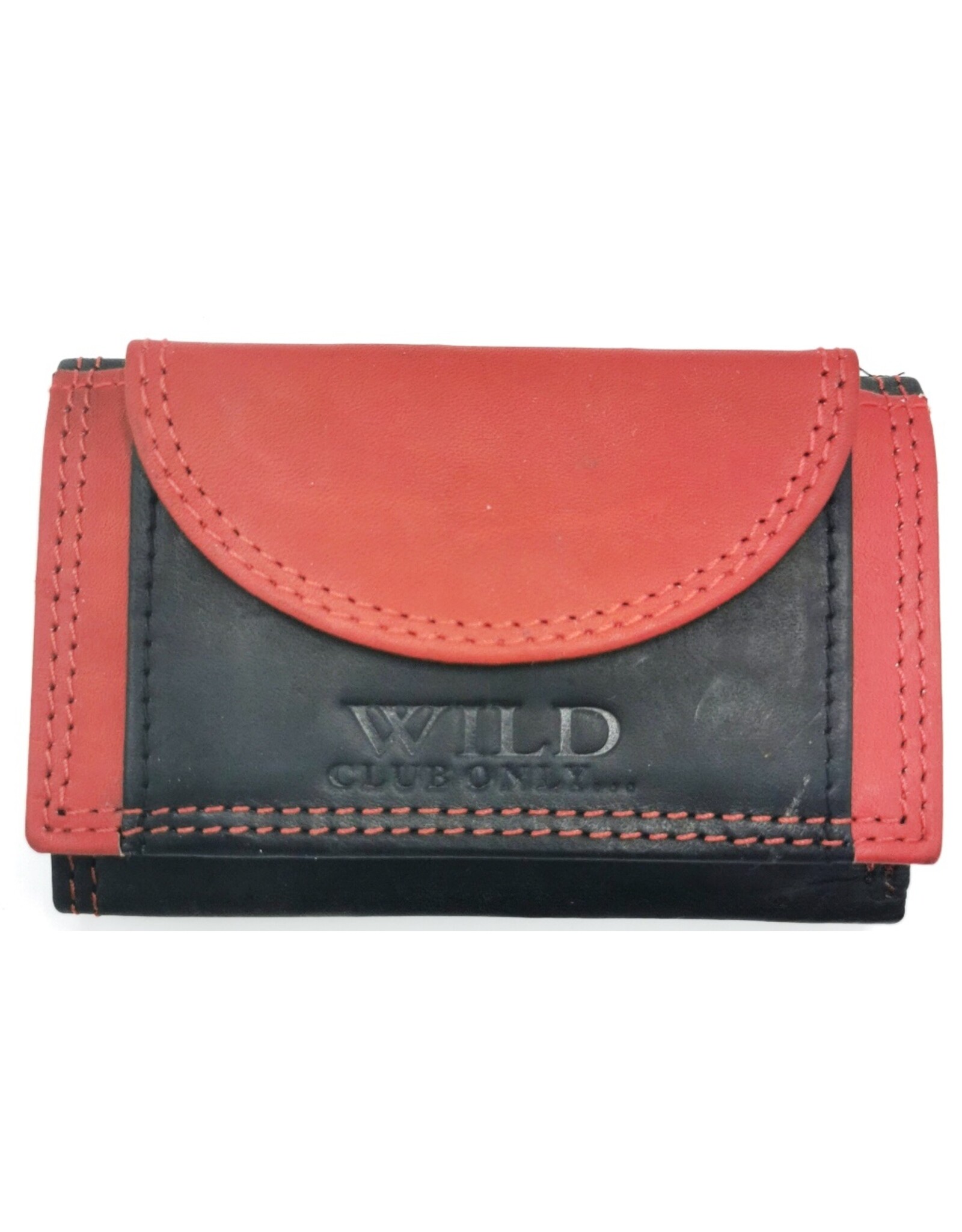 Wild Club Only Leren Portemonnees - Leren Mini Portemonnee Zwart-Rood