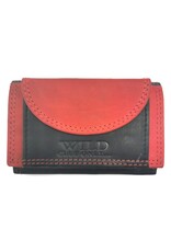 Wild Club Only Leather Wallets - Leather Mini Wallet  Black-Red