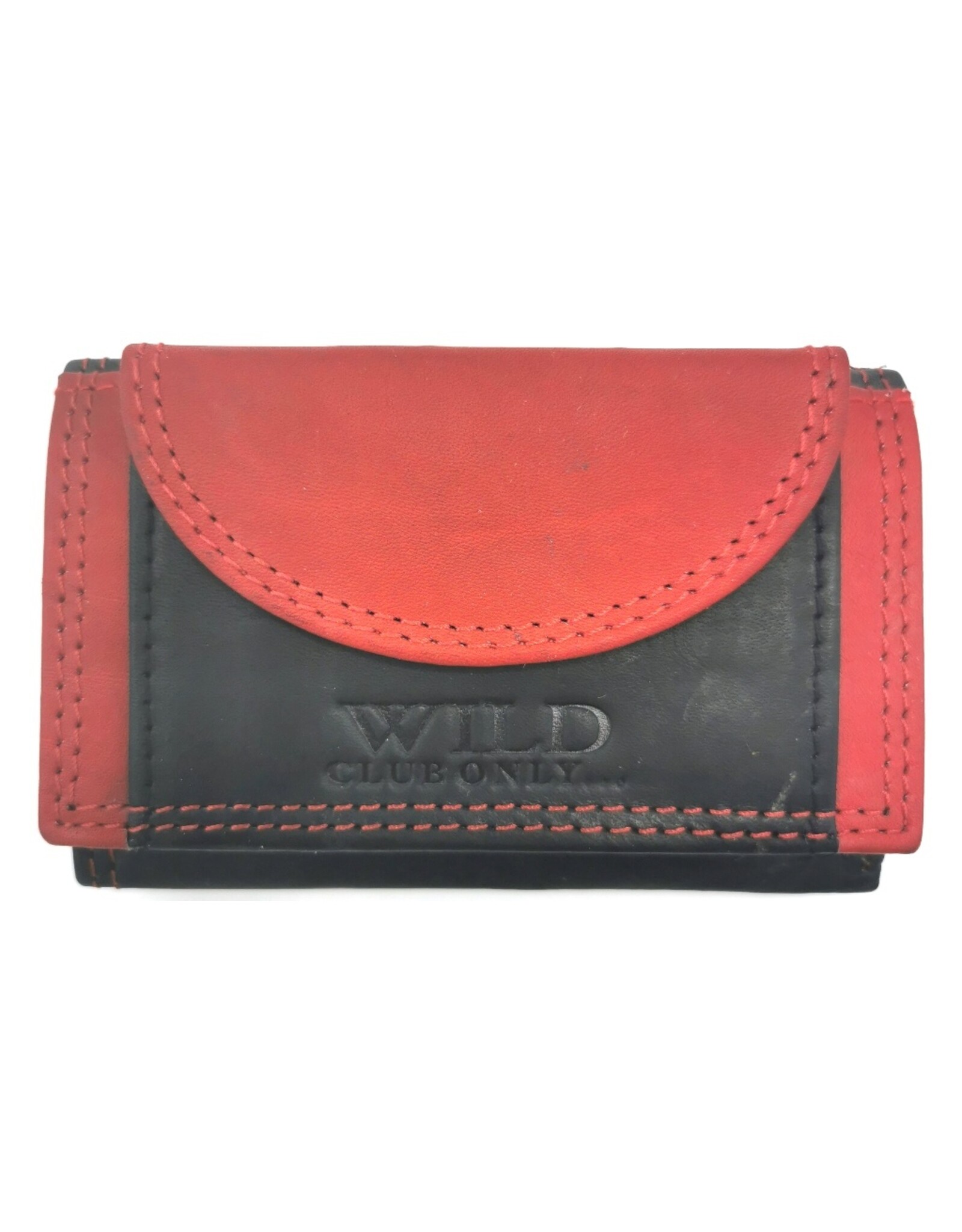 Wild Club Only Leren Portemonnees - Leren Mini Portemonnee Zwart-Rood