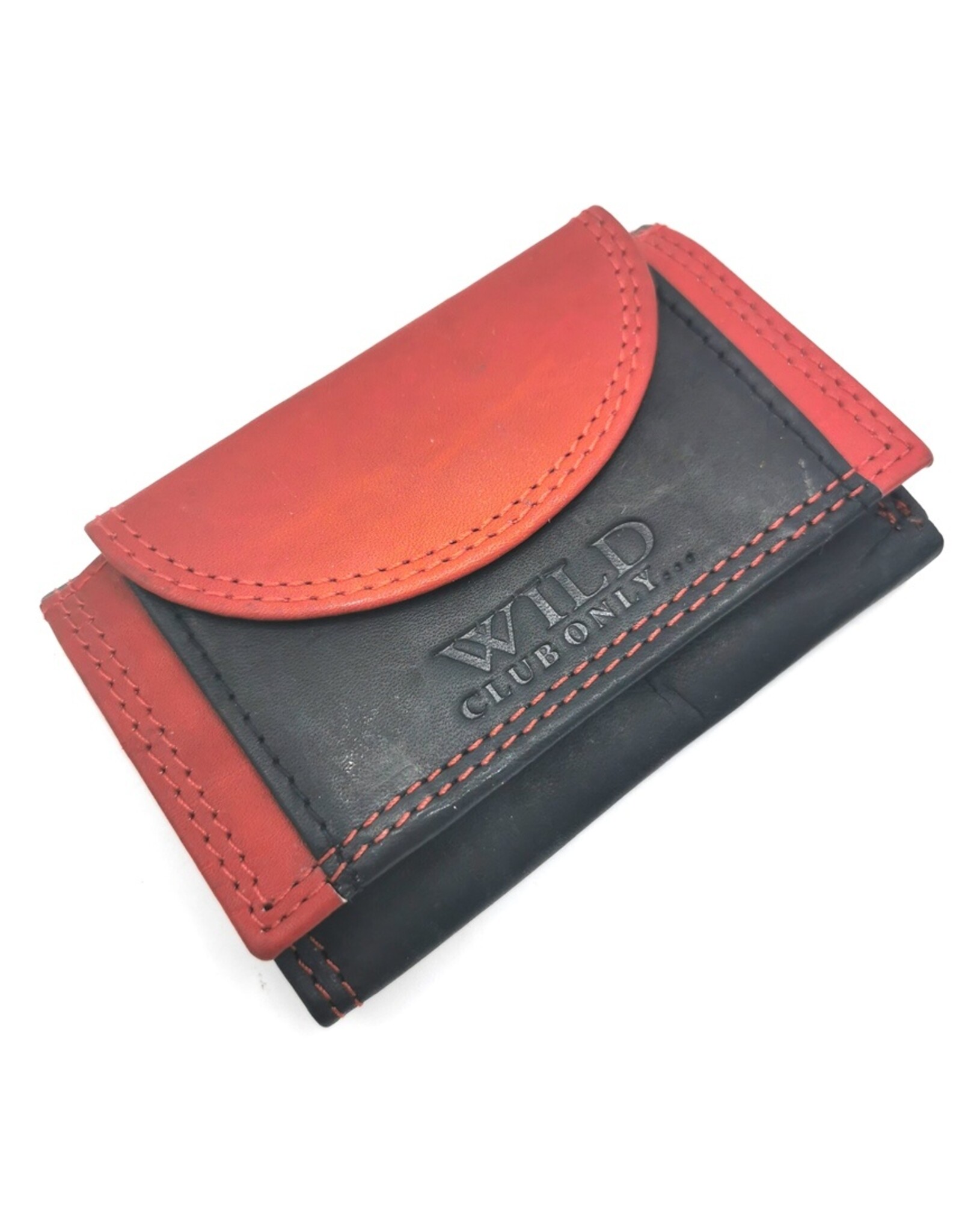 Wild Club Only Leather Wallets - Leather Mini Wallet  Black-Red