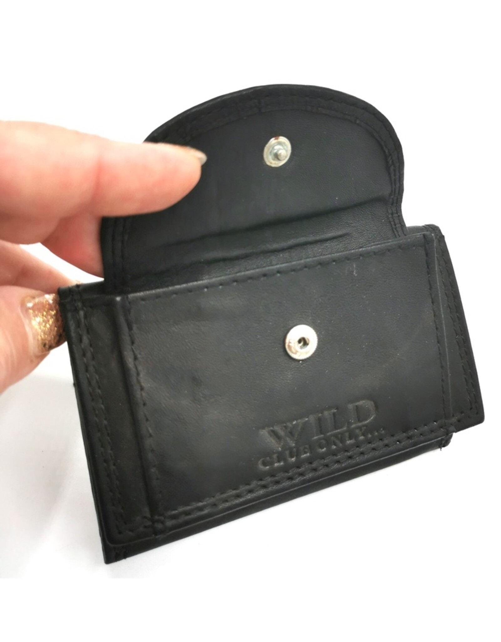 Wild Club Only Leather Wallets - Leather Mini Wallet Black