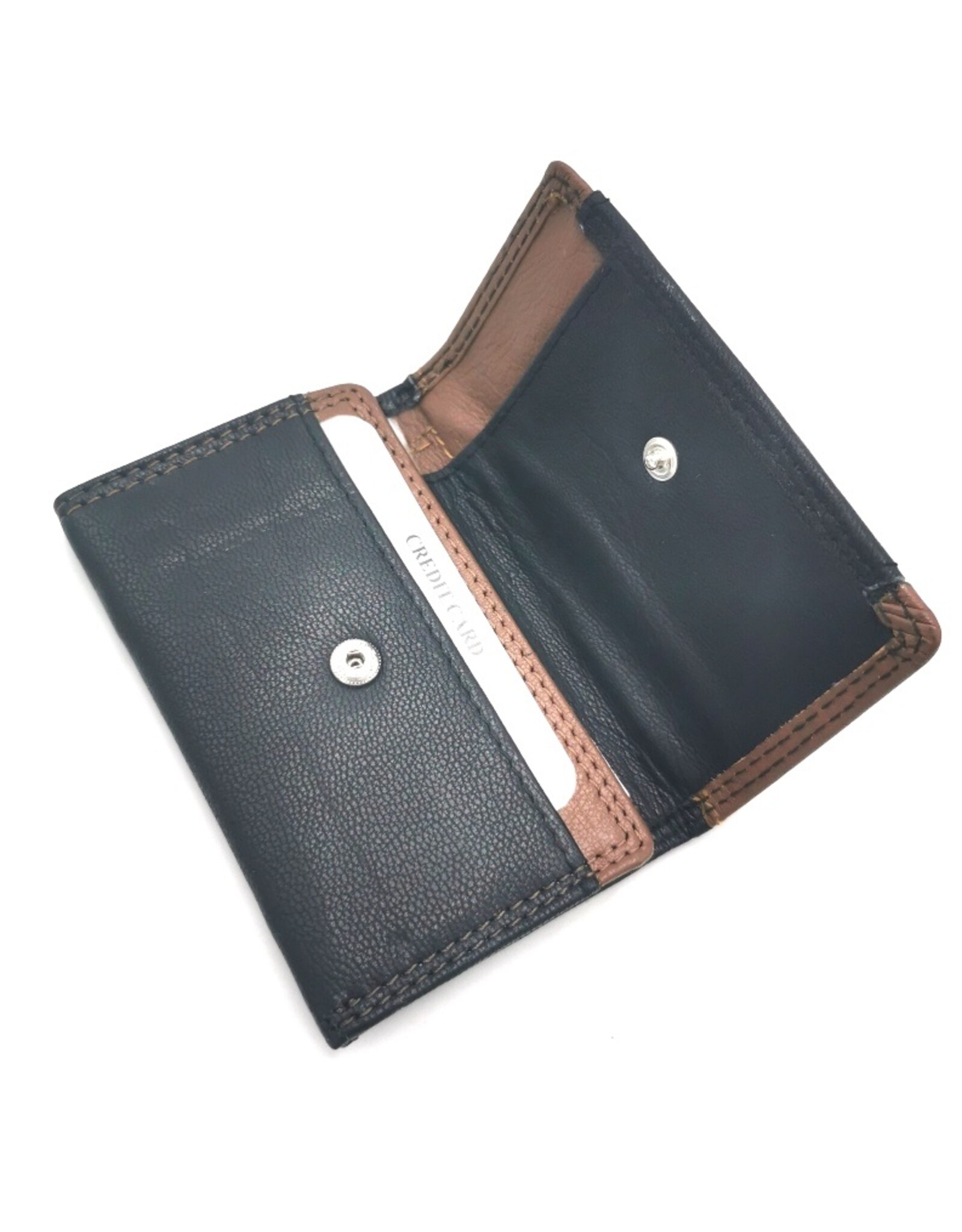 Wild Club Only Leather Wallets - Leather Mini Wallet Black-Cognac