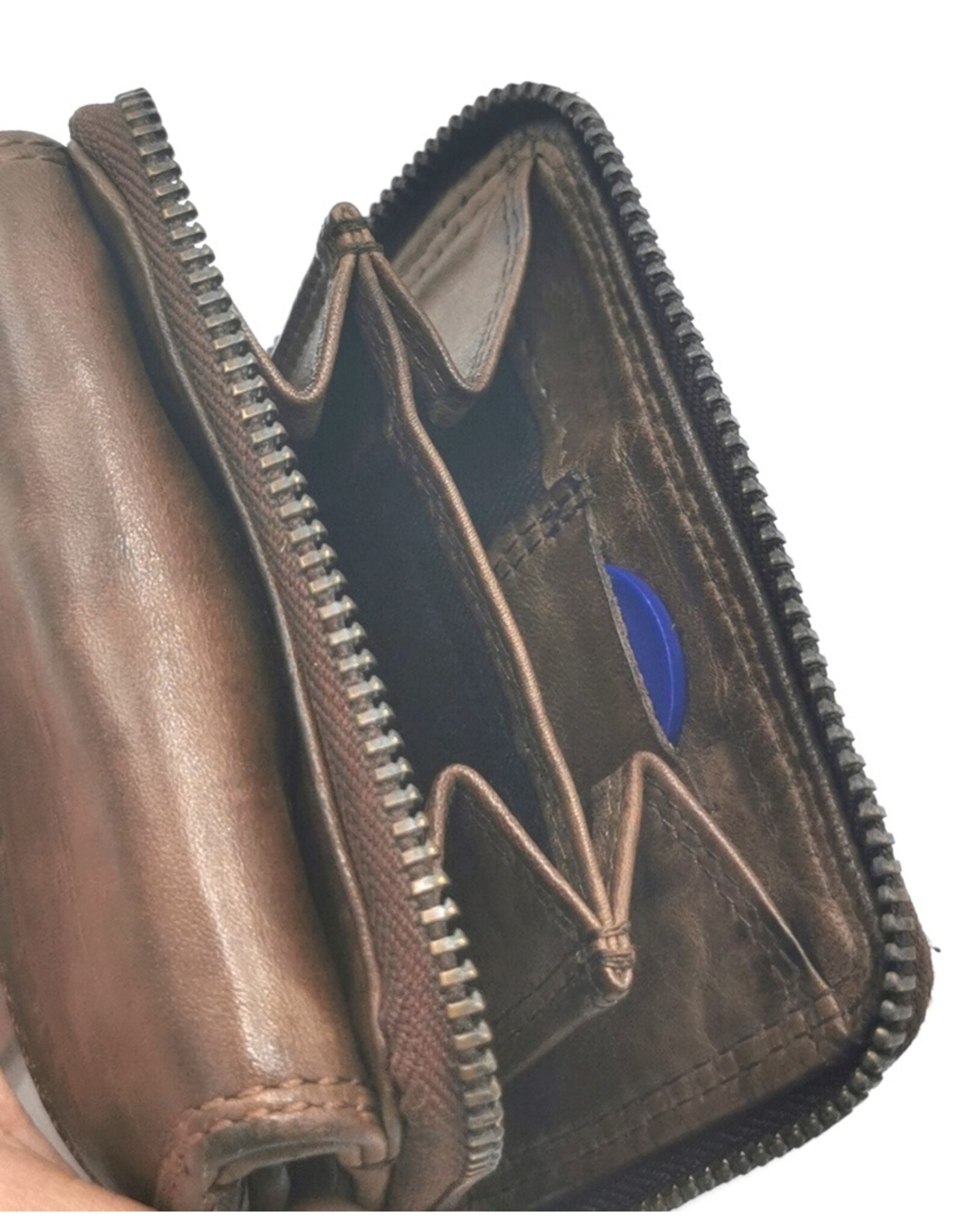 HillBurry Leather Wallets - Hillburry Mini Wallet Washed Leather Brown