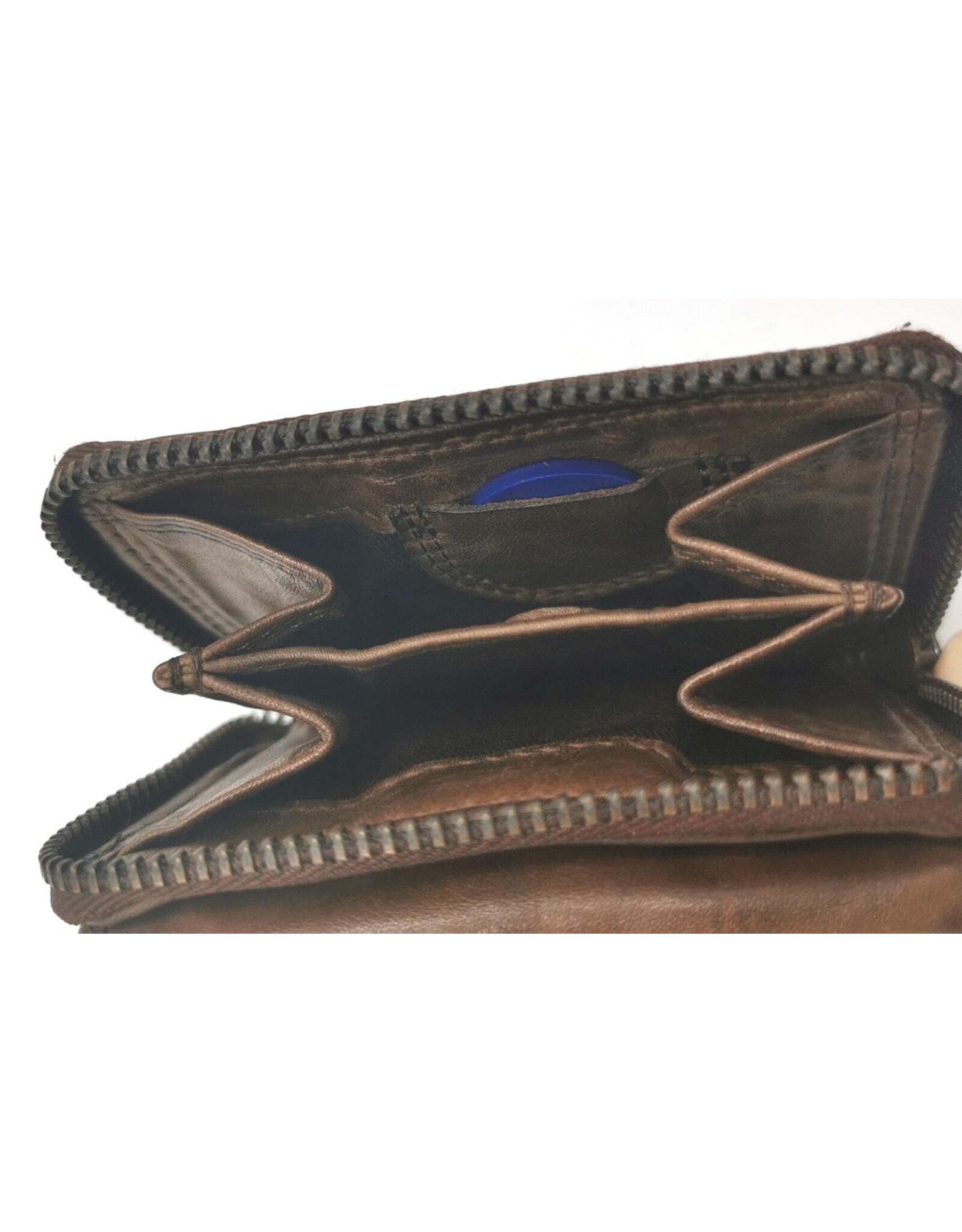 HillBurry Leather Wallets - Hillburry Mini Wallet Washed Leather Brown