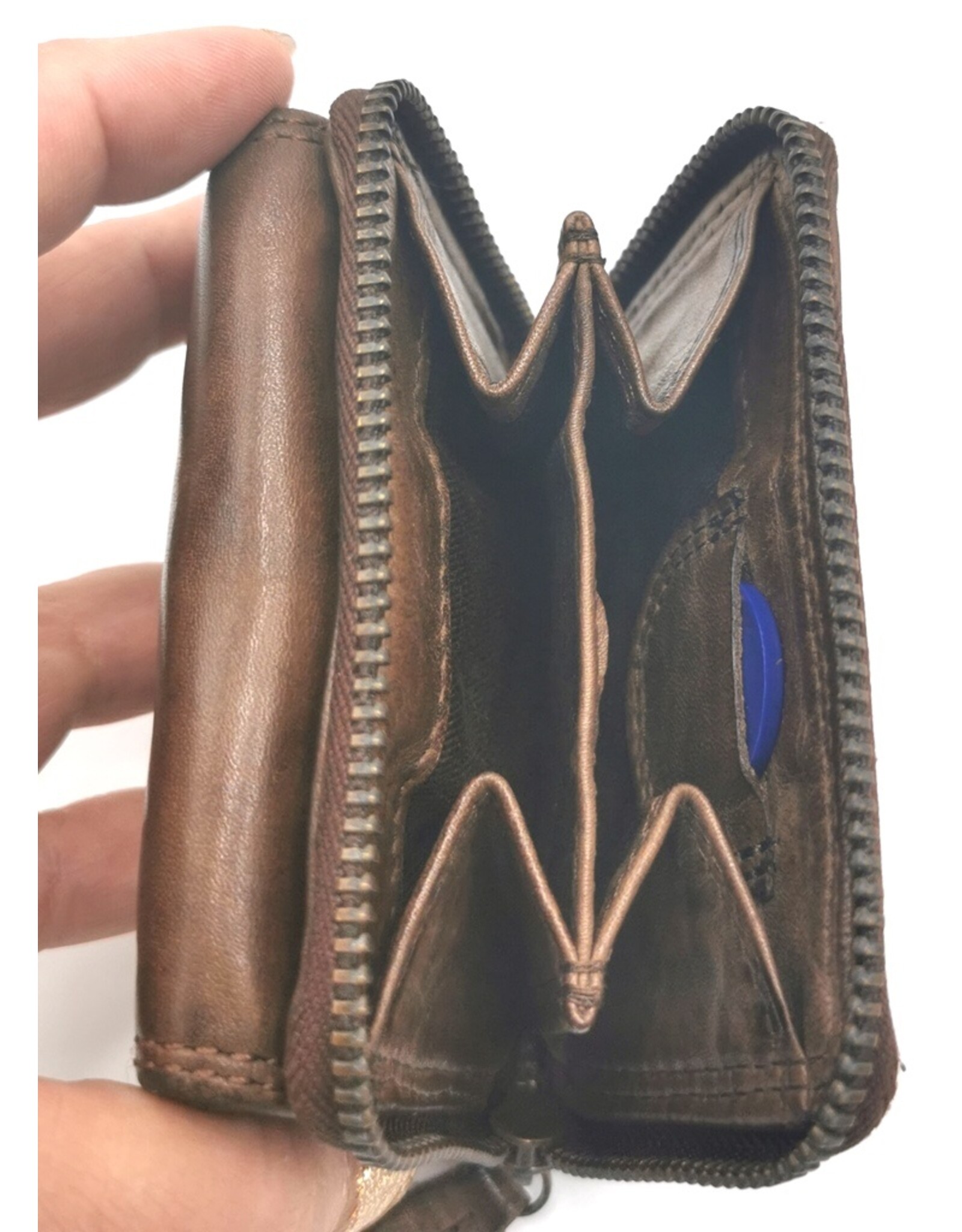 HillBurry Leather Wallets - Hillburry Mini Wallet Washed Leather Brown