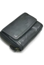 Hillburry Leren Portemonnees - Hillburry Miniportemonnee Gewassen Leer zwart