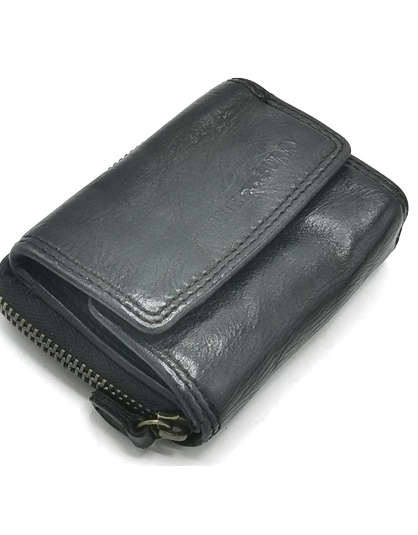 Hillburry Leren Portemonnees - Hillburry Miniportemonnee Gewassen Leer zwart