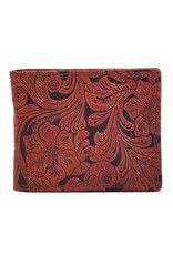 Leather Fox Leather Wallets -  Leather Wallet with Floral Relief red (small)