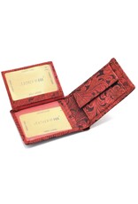 Leather Fox Leather Wallets -  Leather Wallet with Floral Relief red (small)