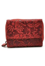 HillBurry Leren Portemonnees - Hillburry Leren miniportemonnee met reliëf bloemen