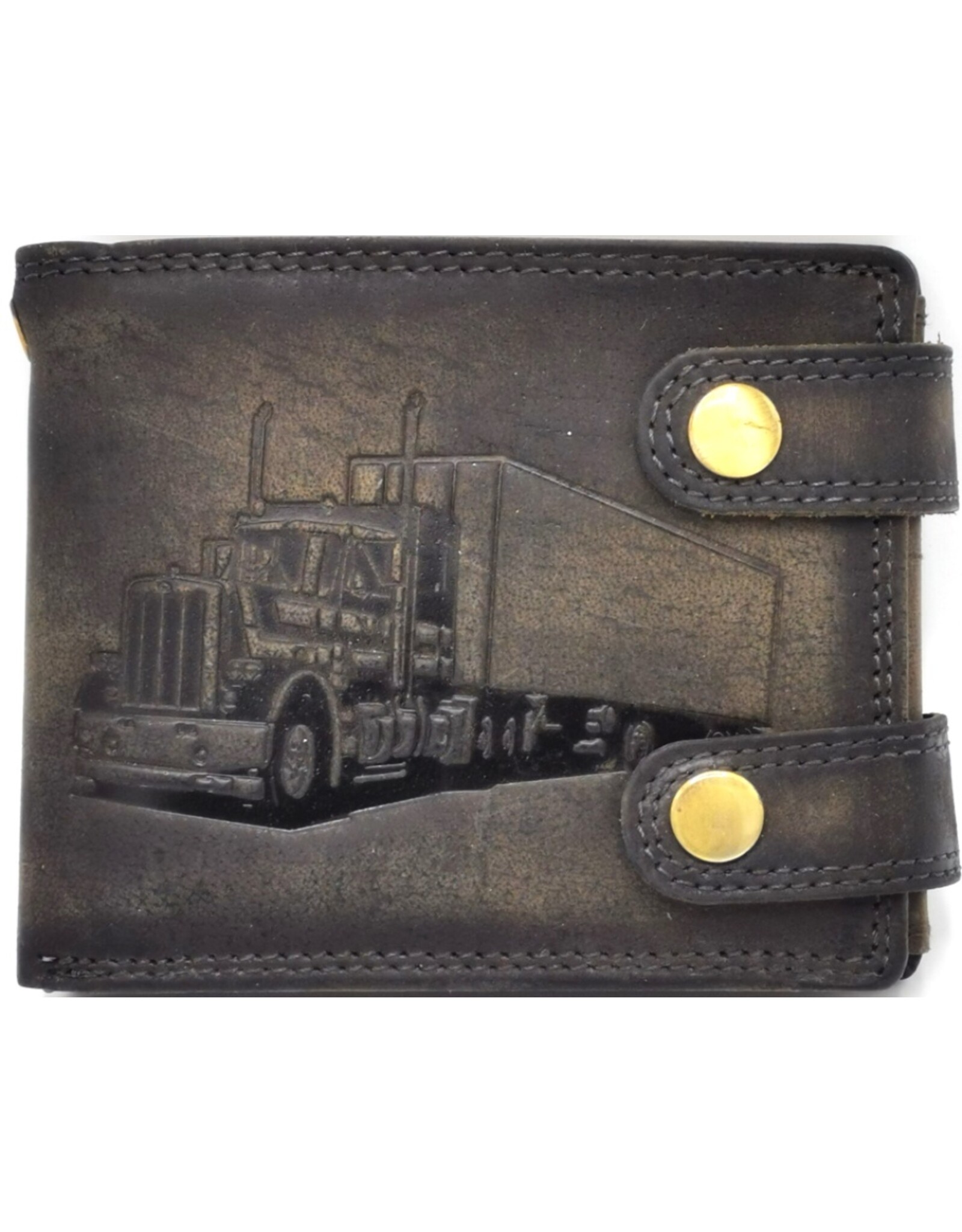 Leather Fox Leather Wallets - Leather Wallet with Truck black