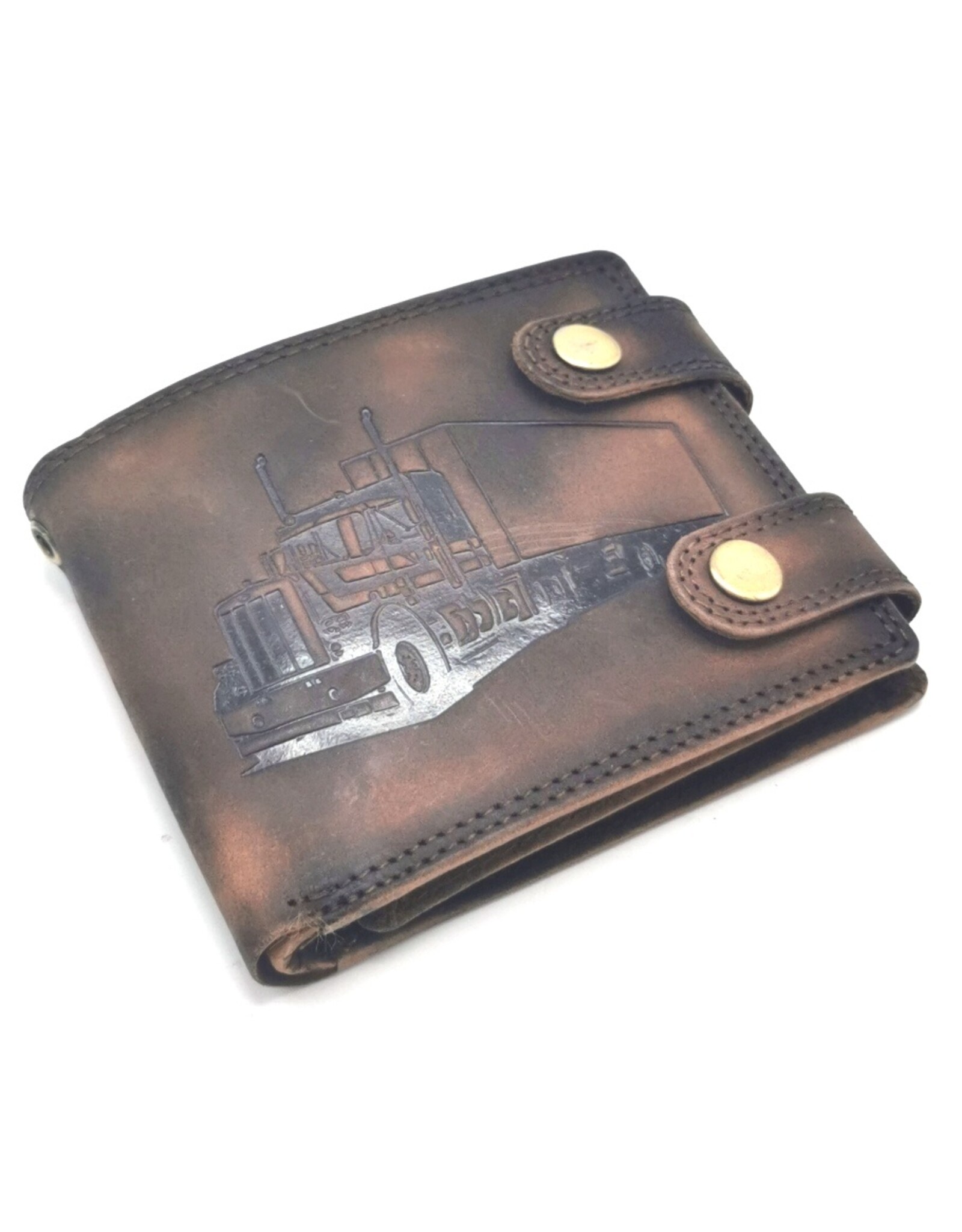 Tillberg Leather Wallets - Leather Wallet with Truck brown