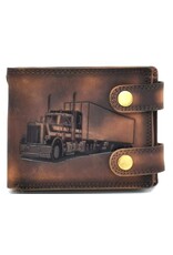 Tillberg Leather Wallets - Leather Wallet with Truck brown