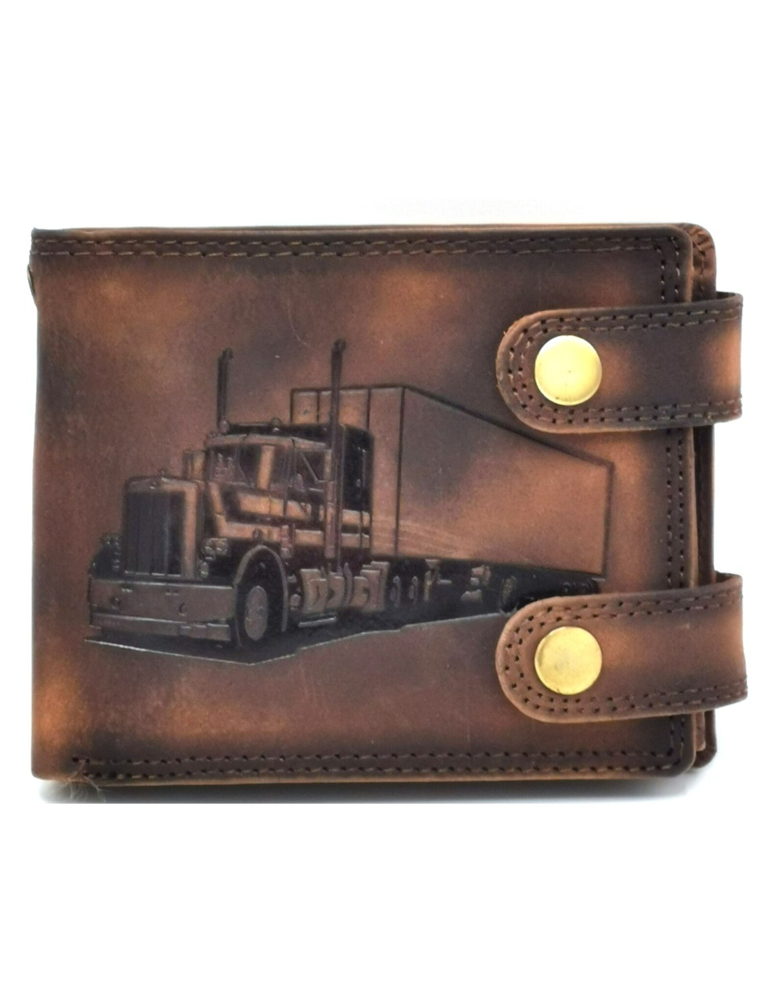 Tillberg Leather Wallets - Leather Wallet with Truck brown