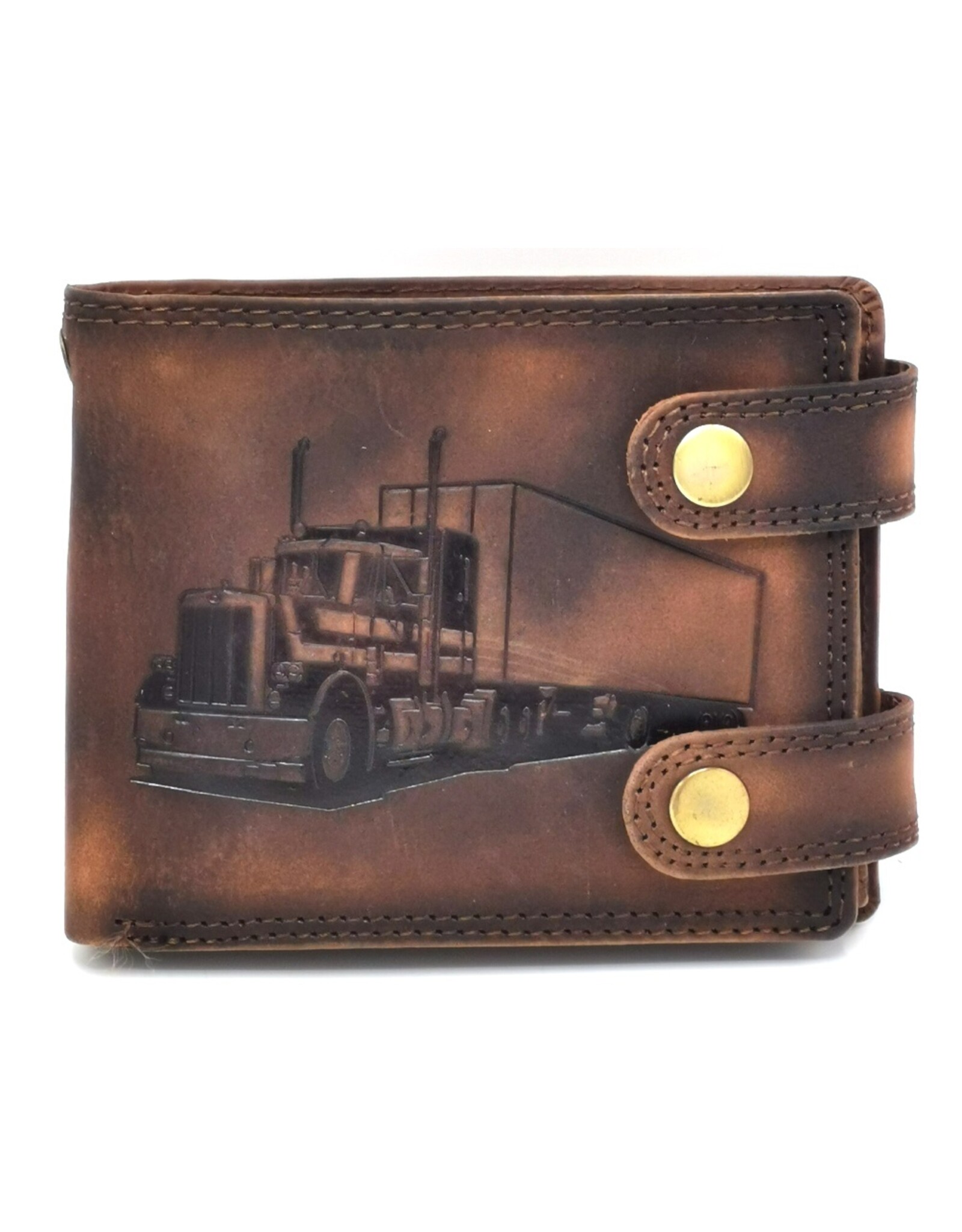 Tillberg Leather Wallets - Leather Wallet with Truck brown