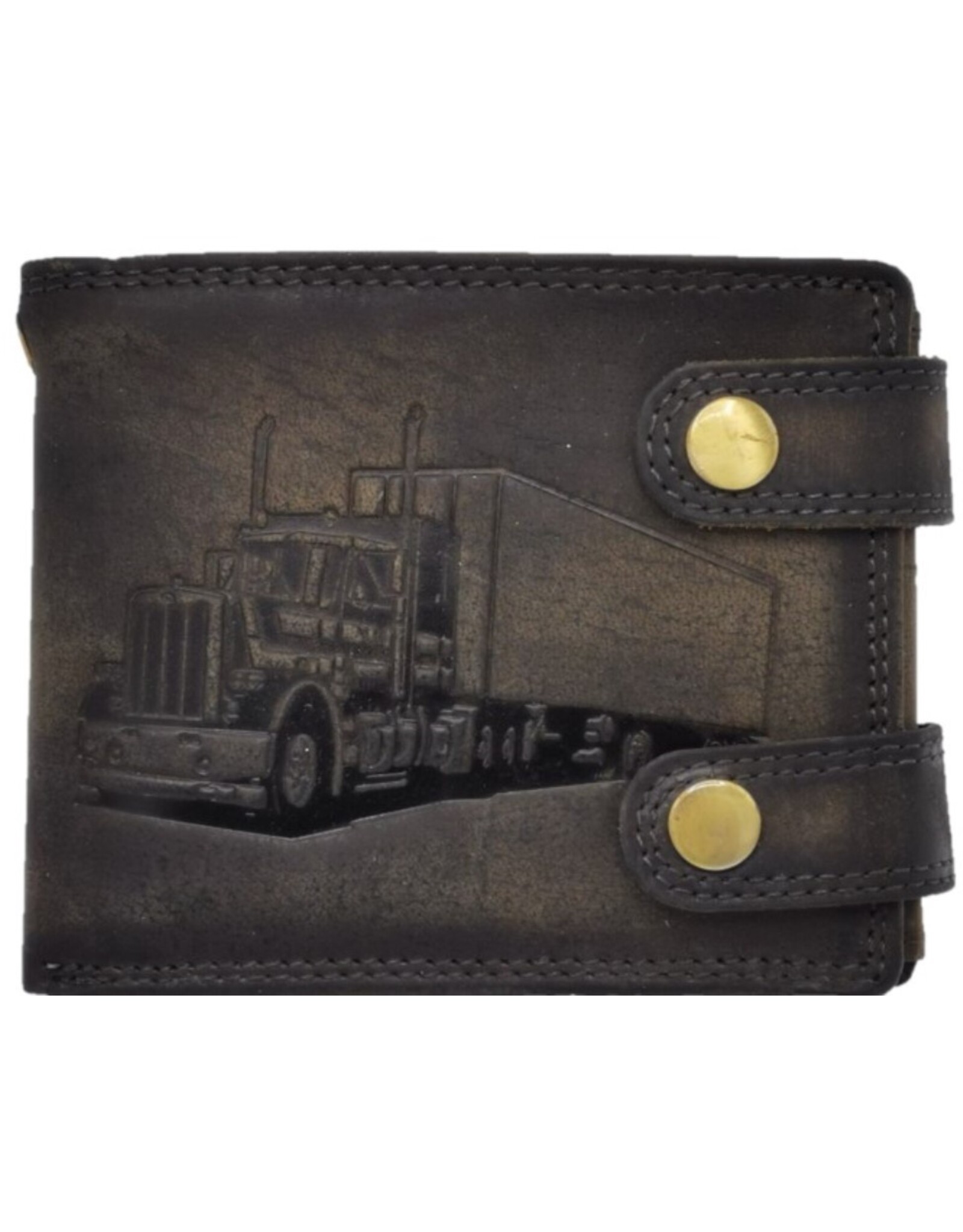 Leather Fox Leather Wallets - Leather Wallet with Truck black