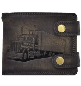 Leather Fox Leather Wallet with Truck black