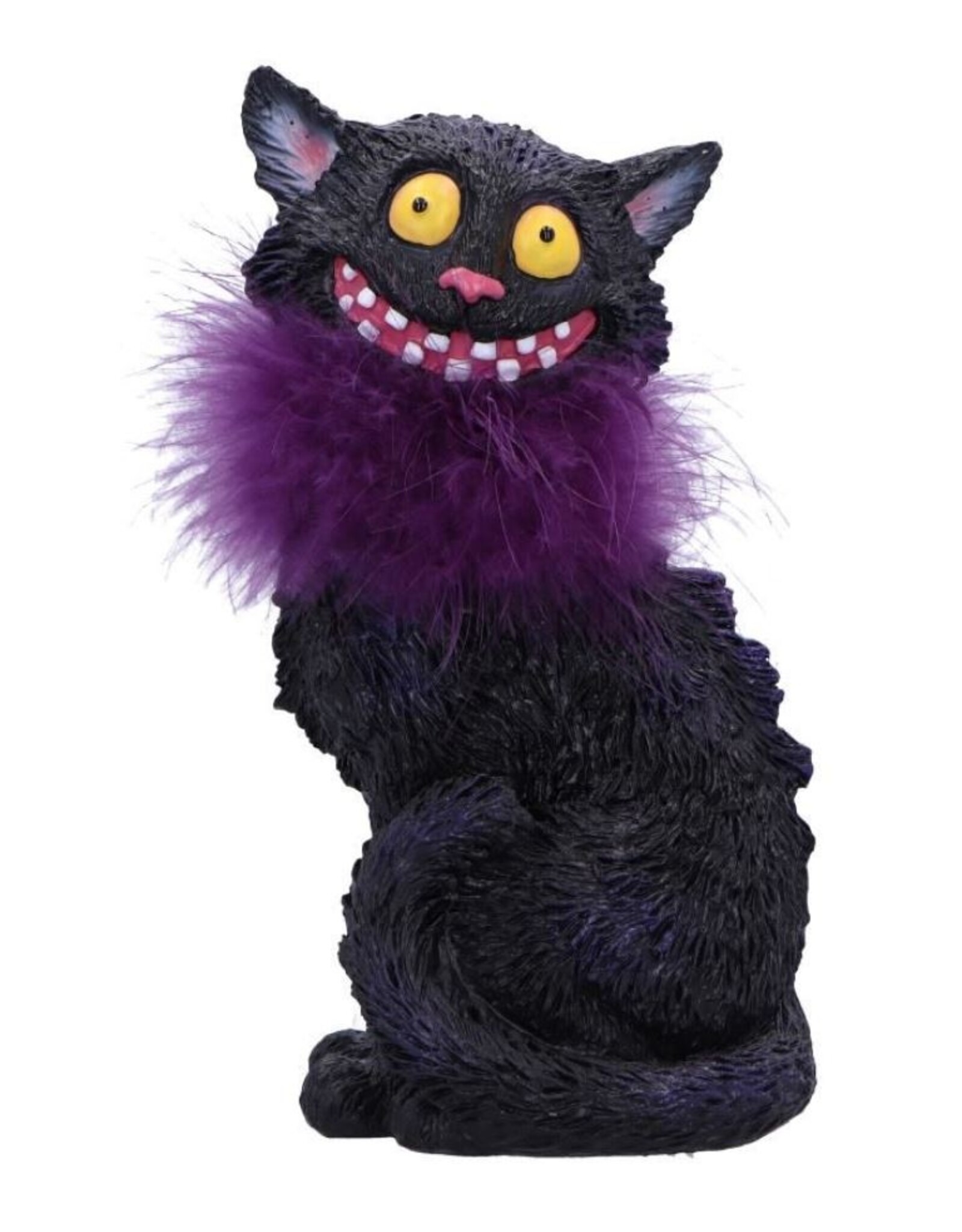 NemesisNow Giftware & Lifestyle - Furgus Black Cat with Feather Boa Figurine 19.5cm