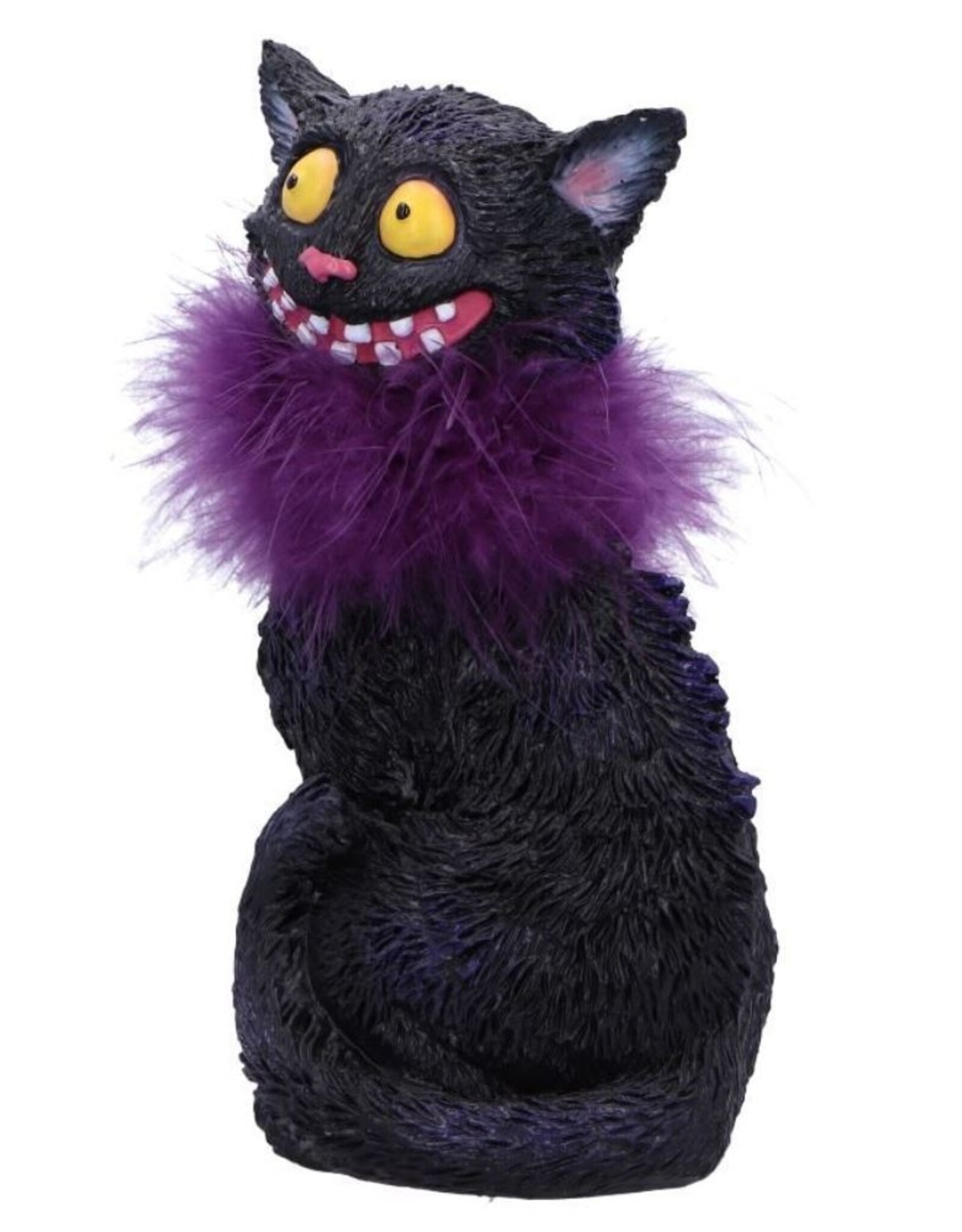 NemesisNow Giftware & Lifestyle - Furgus Black Cat with Feather Boa Figurine 19.5cm