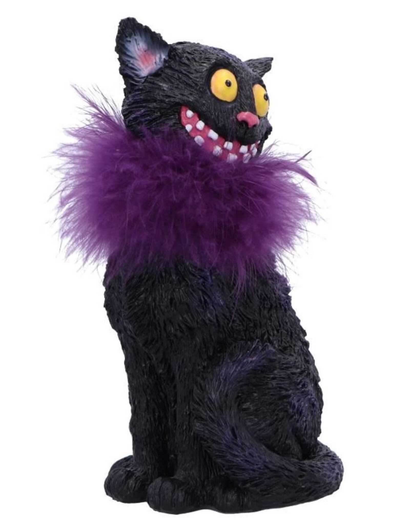 NemesisNow Giftware & Lifestyle - Furgus Black Cat with Feather Boa Figurine 19.5cm