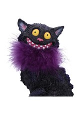 NemesisNow Giftware & Lifestyle - Furgus Black Cat with Feather Boa Figurine 19.5cm