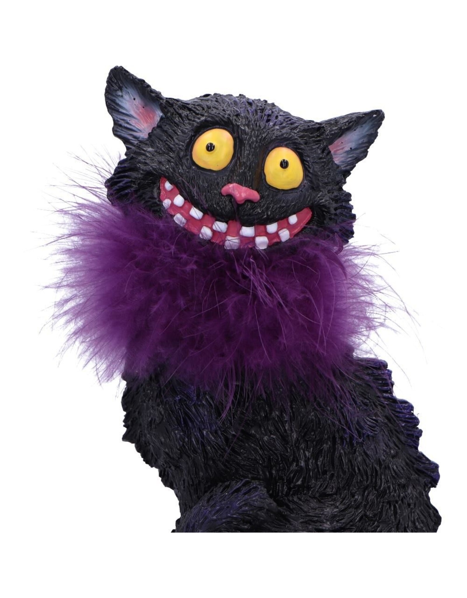 NemesisNow Giftware & Lifestyle - Furgus Black Cat with Feather Boa Figurine 19.5cm