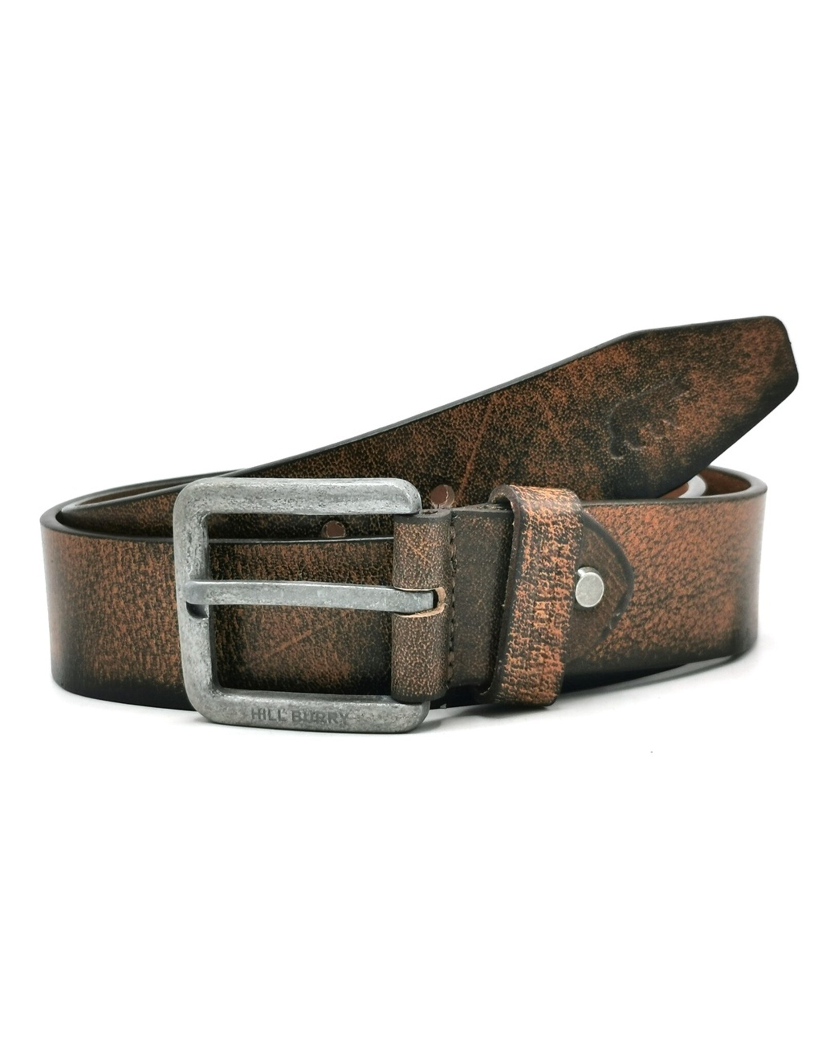 HillBurry Leren riemen - HillBurry Leren Riem  met Rustieke Gesp bruin