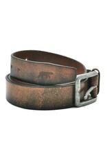 HillBurry Leren riemen - HillBurry Leren Riem  met Rustieke Gesp bruin