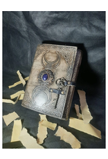 JM Handicrafts Miscellaneous - Leather Antique Triple Moon Journal with Key 18x13cm