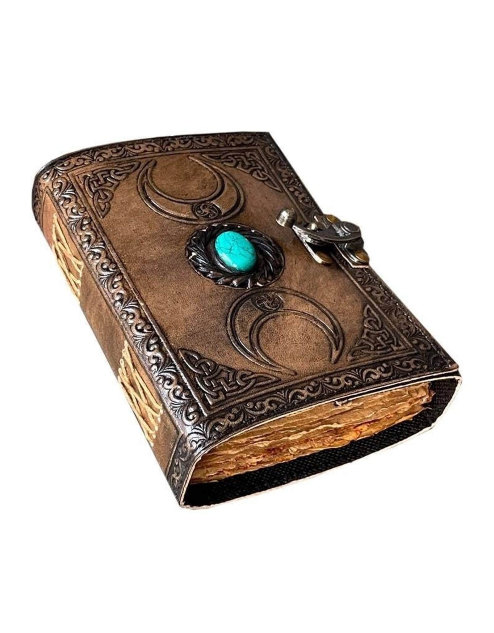 JM Handicrafts Miscellaneous - Antique Triple Moon Goddess Leren Notitieboek 18x13cm
