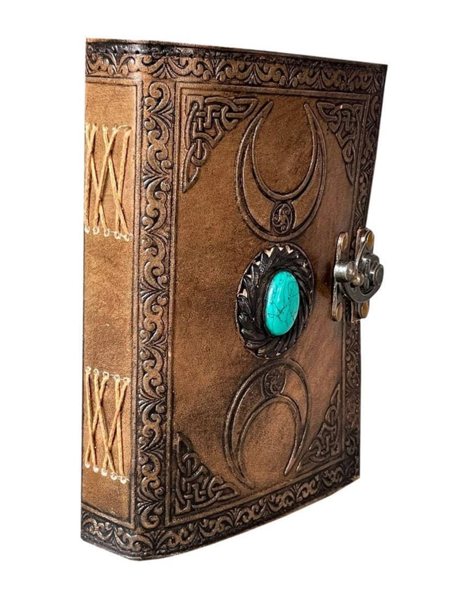 JM Handicrafts Miscellaneous - Antique Triple Moon Goddess Leren Notitieboek 18x13cm
