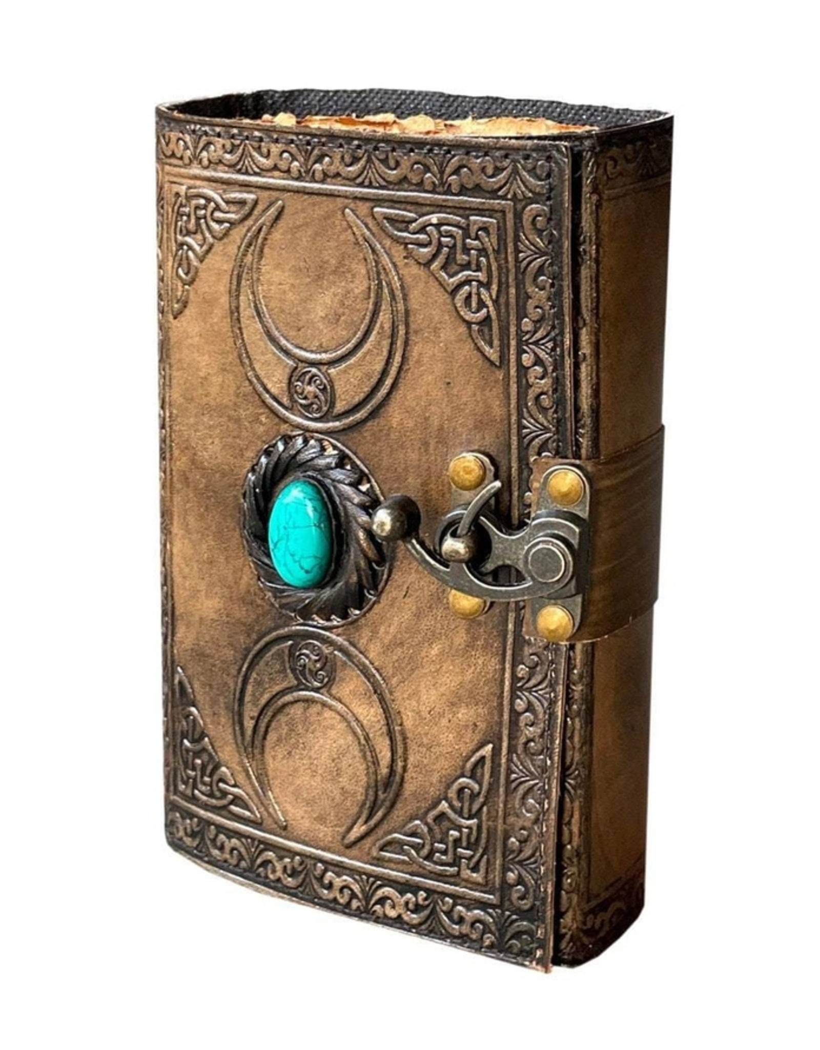 JM Handicrafts Miscellaneous - Antique Triple Moon Goddess Leren Notitieboek 18x13cm