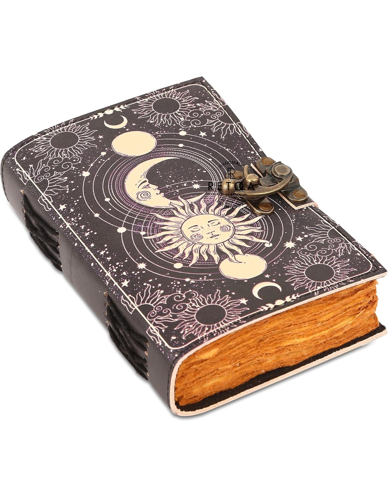 JM Handicrafts Miscellaneous - Celestial Zon & Maan Leren Vintage Notitieboek