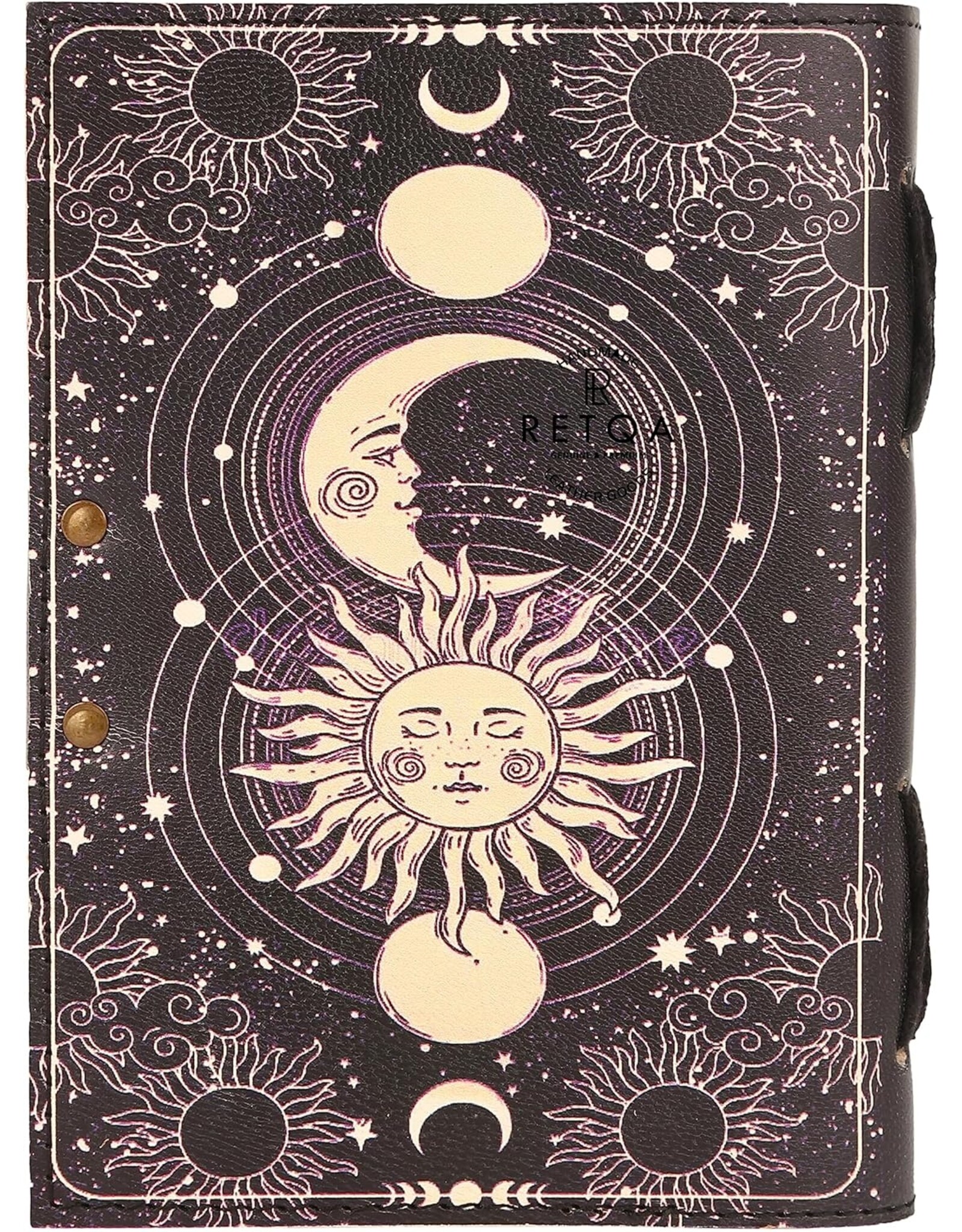 JM Handicrafts Miscellaneous - Celestial Zon & Maan Leren Vintage Notitieboek