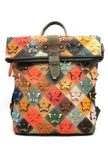 TJ Leather backpacks Leather shoppers - Rolltop Backpack - Shoulder bag Patchwork Butterflies