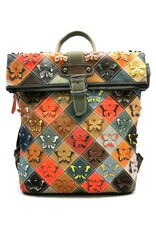 TJ Leather backpacks Leather shoppers - Rolltop Backpack - Shoulder bag Patchwork Butterflies