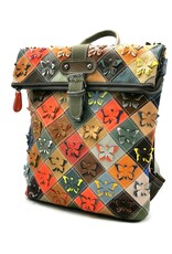 TJ Leather backpacks Leather shoppers - Rolltop Backpack - Shoulder bag Patchwork Butterflies
