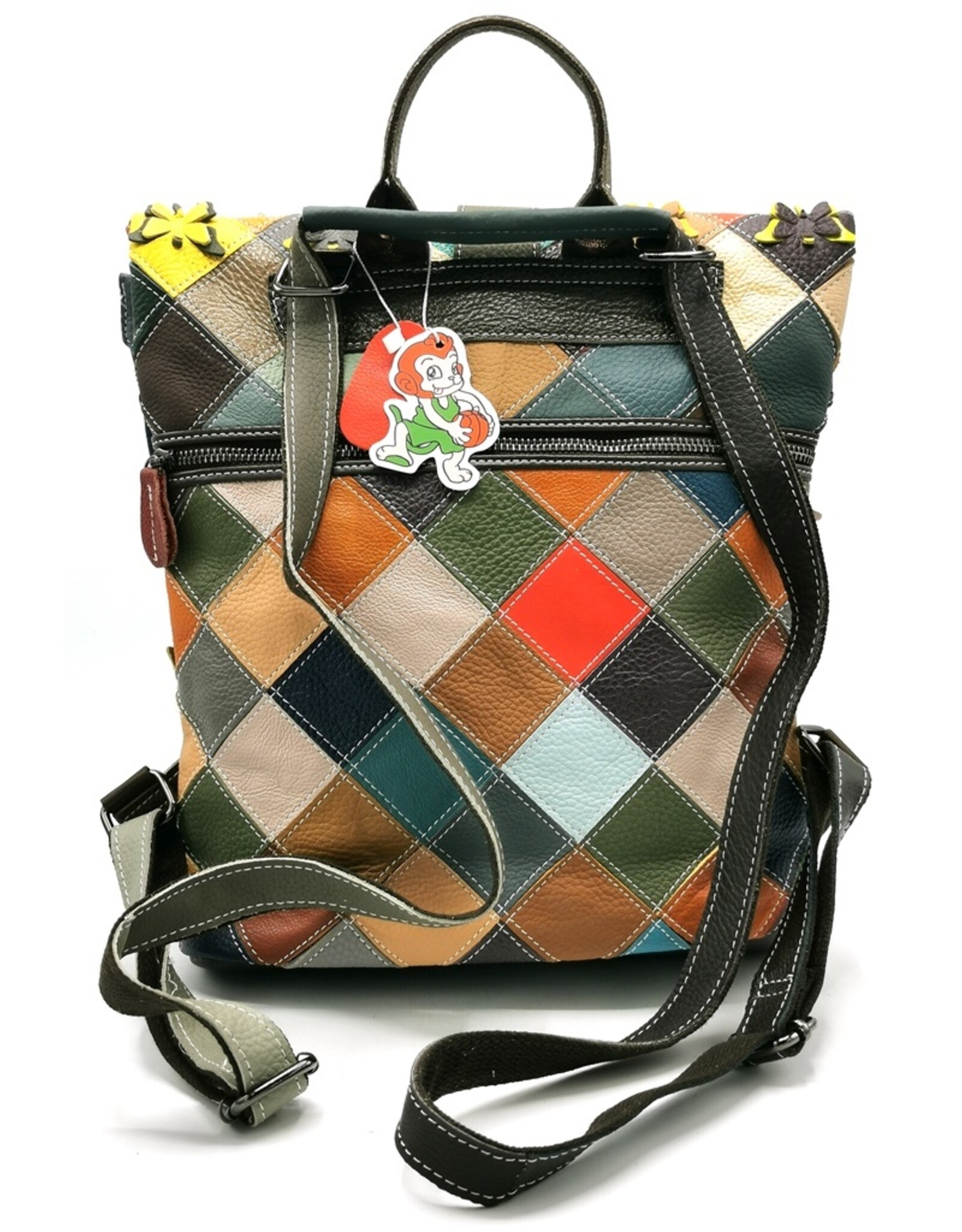 TJ Leather backpacks Leather shoppers - Rolltop Backpack - Shoulder bag Patchwork Butterflies
