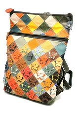 TJ Leather backpacks Leather shoppers - Rolltop Backpack - Shoulder bag Patchwork Butterflies
