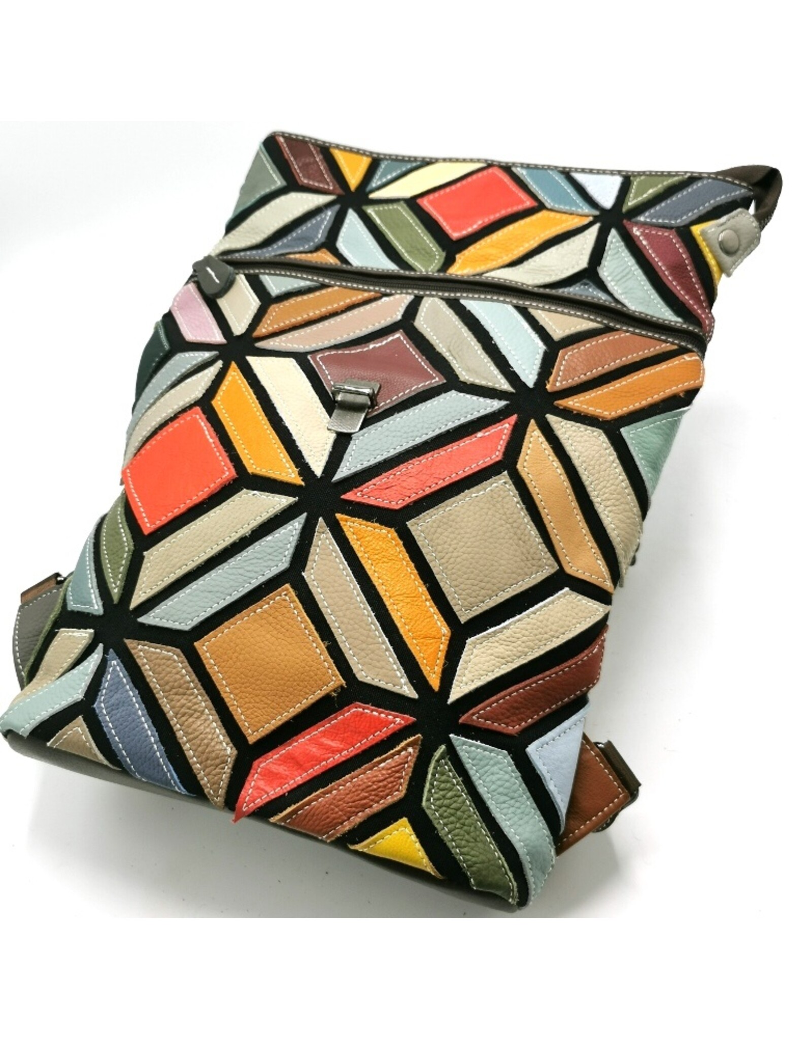 TJ Leren rugzakken en leren shoppers - Rugzak - Schoudertas Patchwork Mozaïek