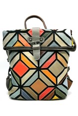 TJ Leather backpacks  and leather shoppers - Leather Backpack Patchwork with Butterflies
