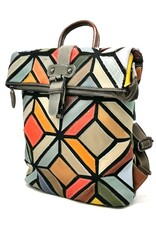 TJ Leather backpacks  and leather shoppers - Leather Backpack Patchwork with Butterflies