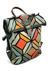 TJ Leather backpacks  and leather shoppers - Leather Backpack Patchwork with Butterflies
