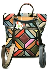 TJ Leather backpacks  and leather shoppers - Leather Backpack Patchwork with Butterflies