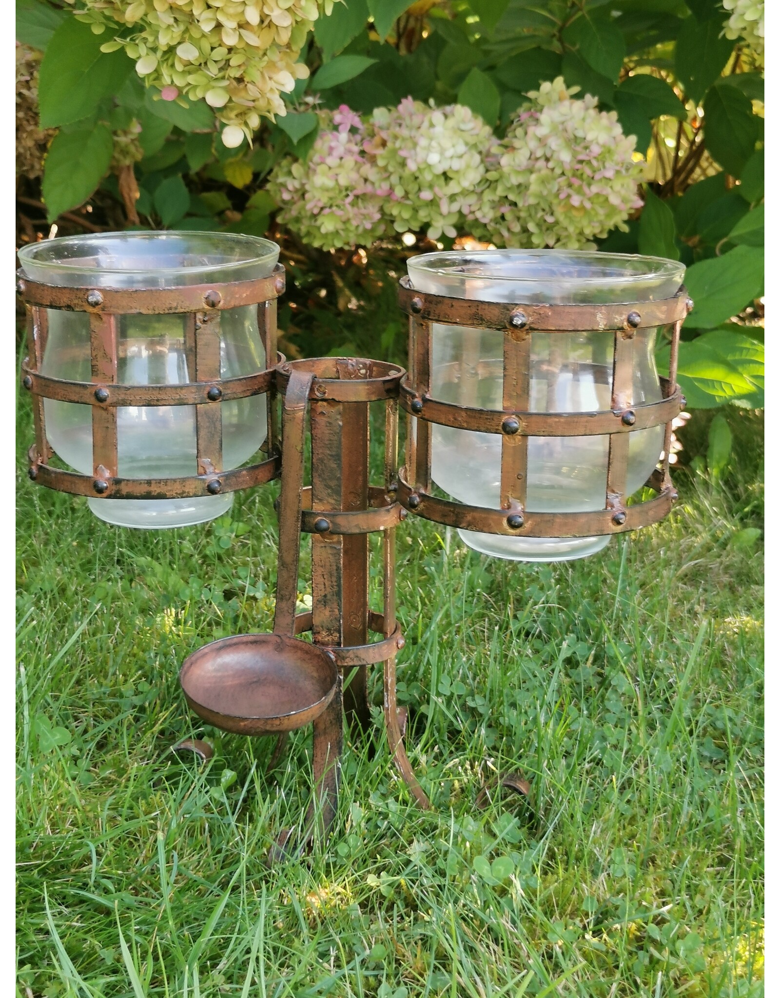 Boutique Trukado Giftware & Lifestyle - Medieval Iron Windlight with Glass Light Holders