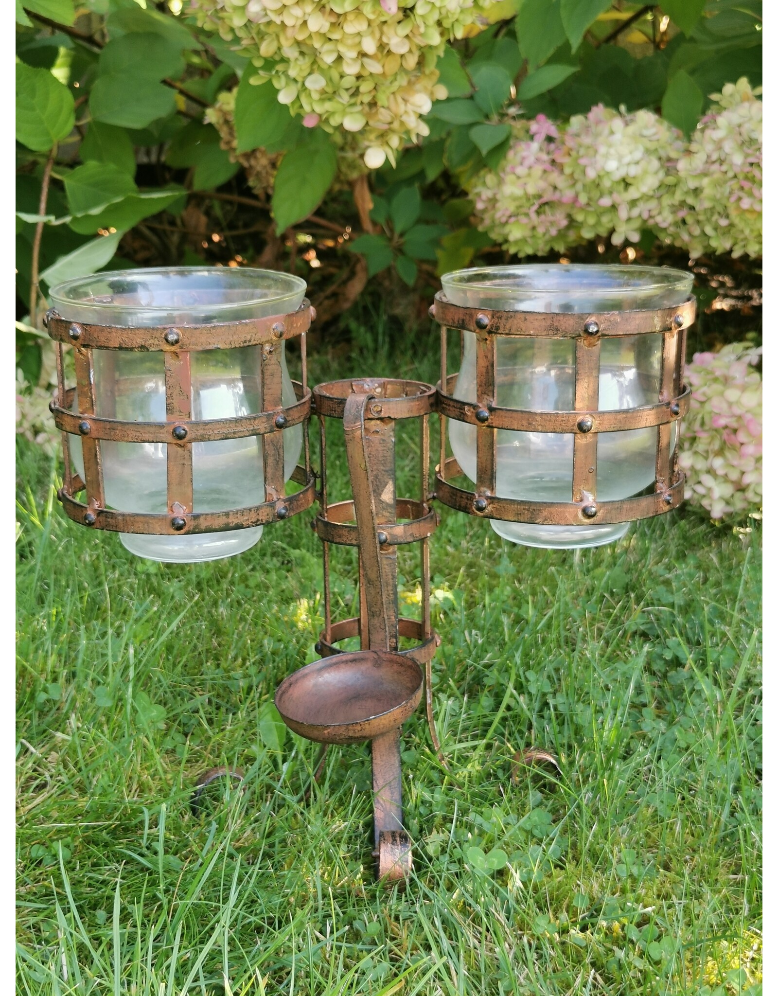 Boutique Trukado Giftware & Lifestyle - Medieval Iron Windlight with Glass Light Holders