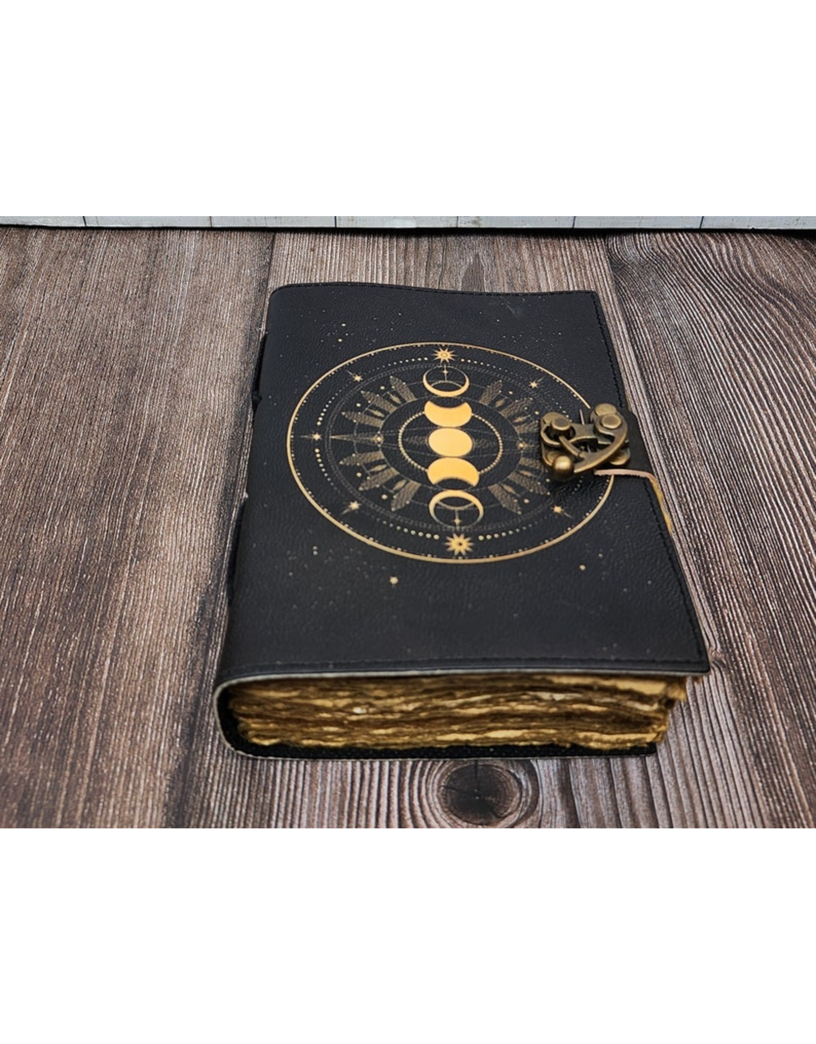 JM Handicrafts Miscellaneous - Grimoire Leather Notebook Moon Phases 18x13cm