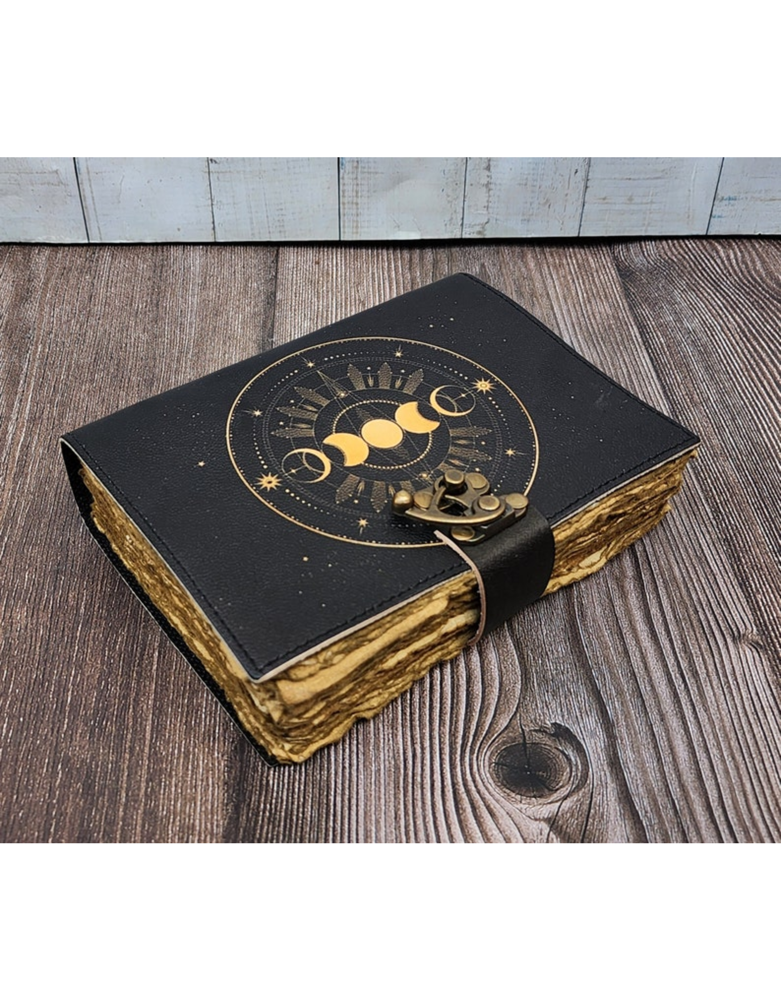 JM Handicrafts Miscellaneous - Grimoire Leather Notebook Moon Phases 18x13cm